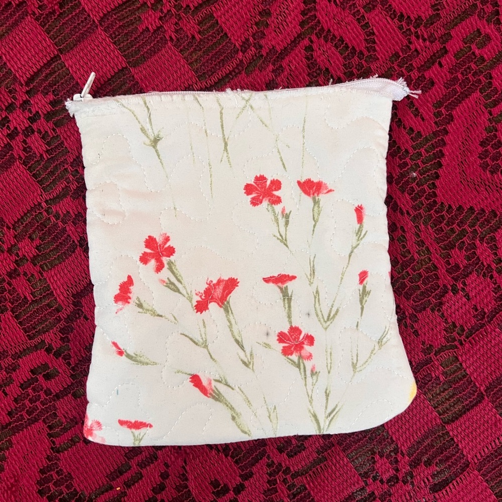 Floral Quilted Travel Pouch | Handmade Toiletry Cosmetic Bag